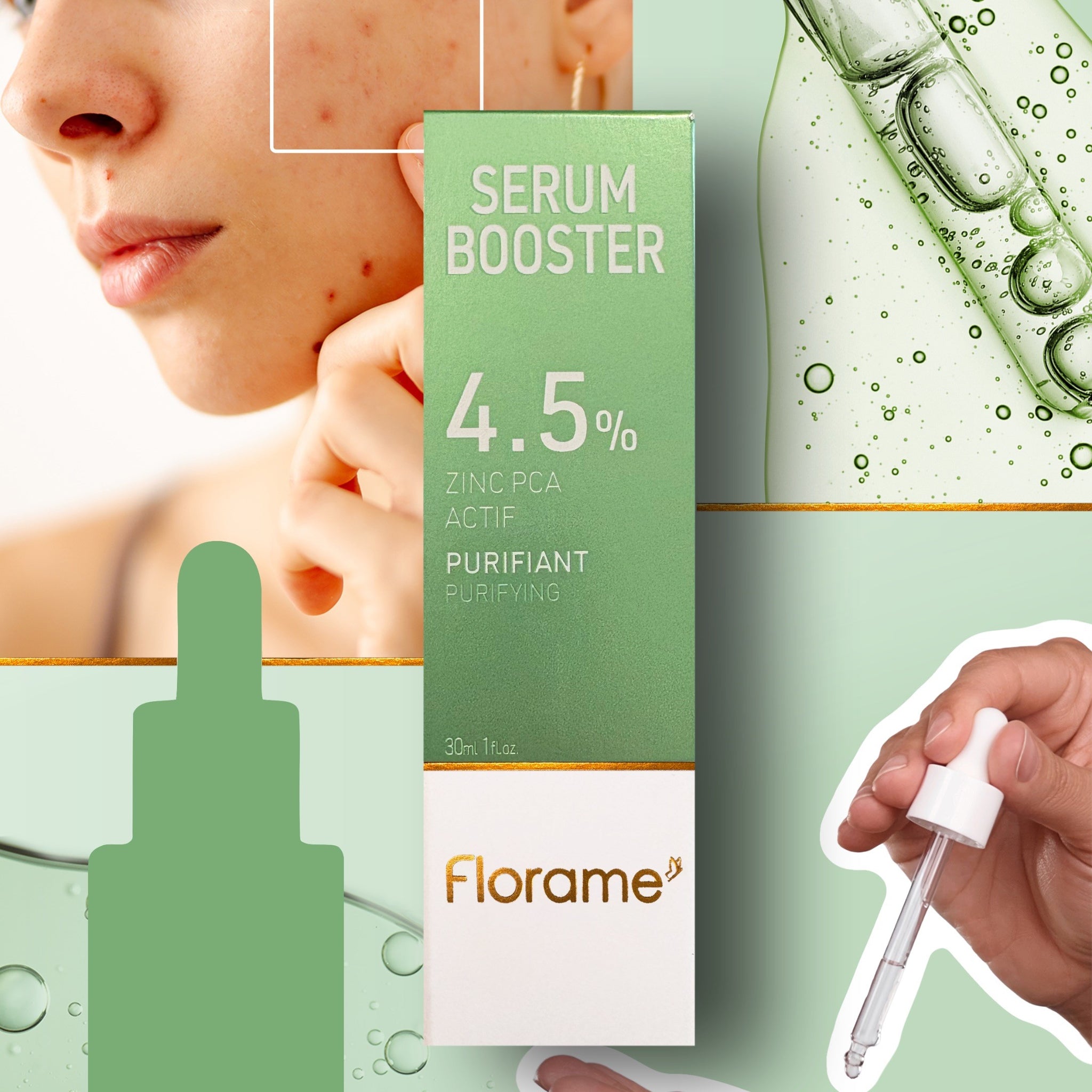 Florame Sérum Booster Purifiant 4,5% Zinc PCA Actif Bio 30 ml 4